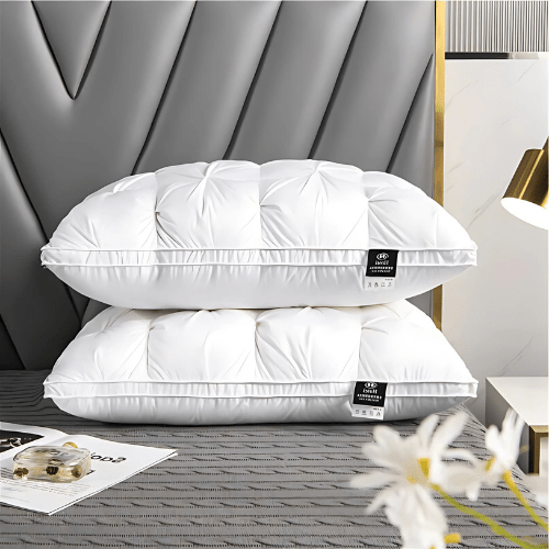 Sleep Pillow with Down Fill – Soft Support for Neck & Head Alignment – Machine Washable Bed Pillow for Side & Back Sleepers | Thomler