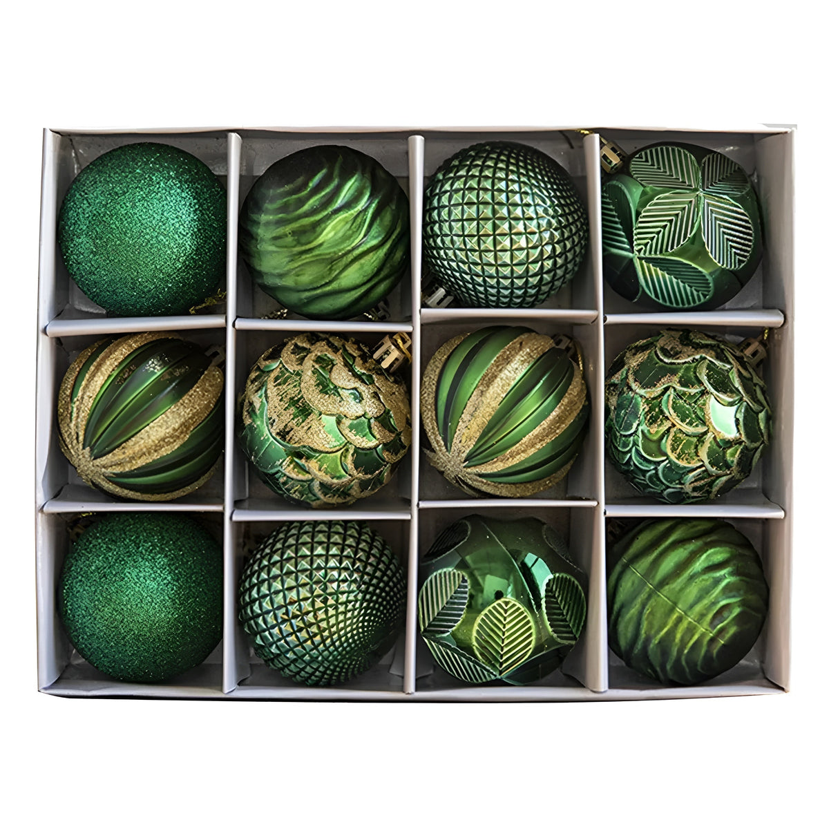 Shatterproof Ornament Set 24-Pack – Shiny Holiday Tree Baubles in Green, Silver, Red, Blush & Champagne for Christmas Decor | Thomler