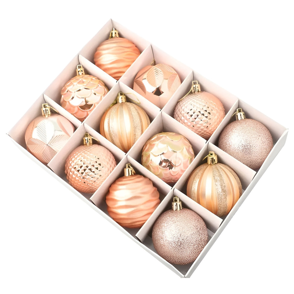 Shatterproof Ornament Set 24-Pack – Shiny Holiday Tree Baubles in Green, Silver, Red, Blush & Champagne for Christmas Decor | Thomler