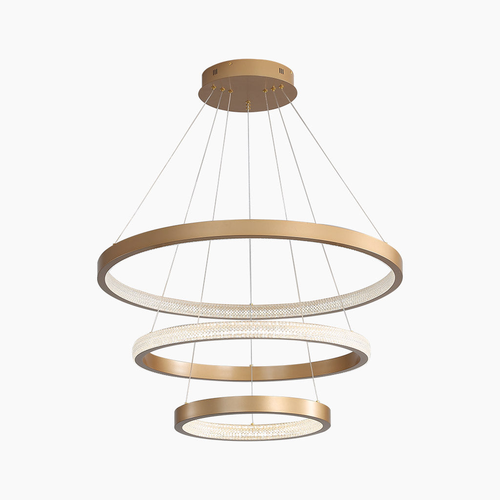Chandelier Aluminum LED 39.4 in Adjustable Gold Modern Living Room Dining Room Ceiling Light | Thomler