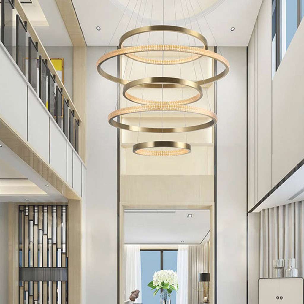 Chandelier Aluminum LED 39.4 in Adjustable Gold Modern Living Room Dining Room Ceiling Light | Thomler
