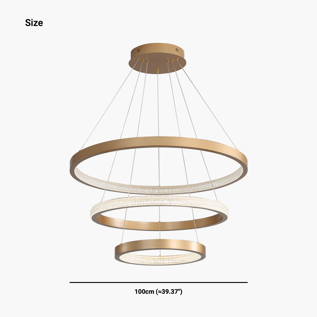 Chandelier Aluminum LED 39.4 in Adjustable Gold Modern Living Room Dining Room Ceiling Light | Thomler