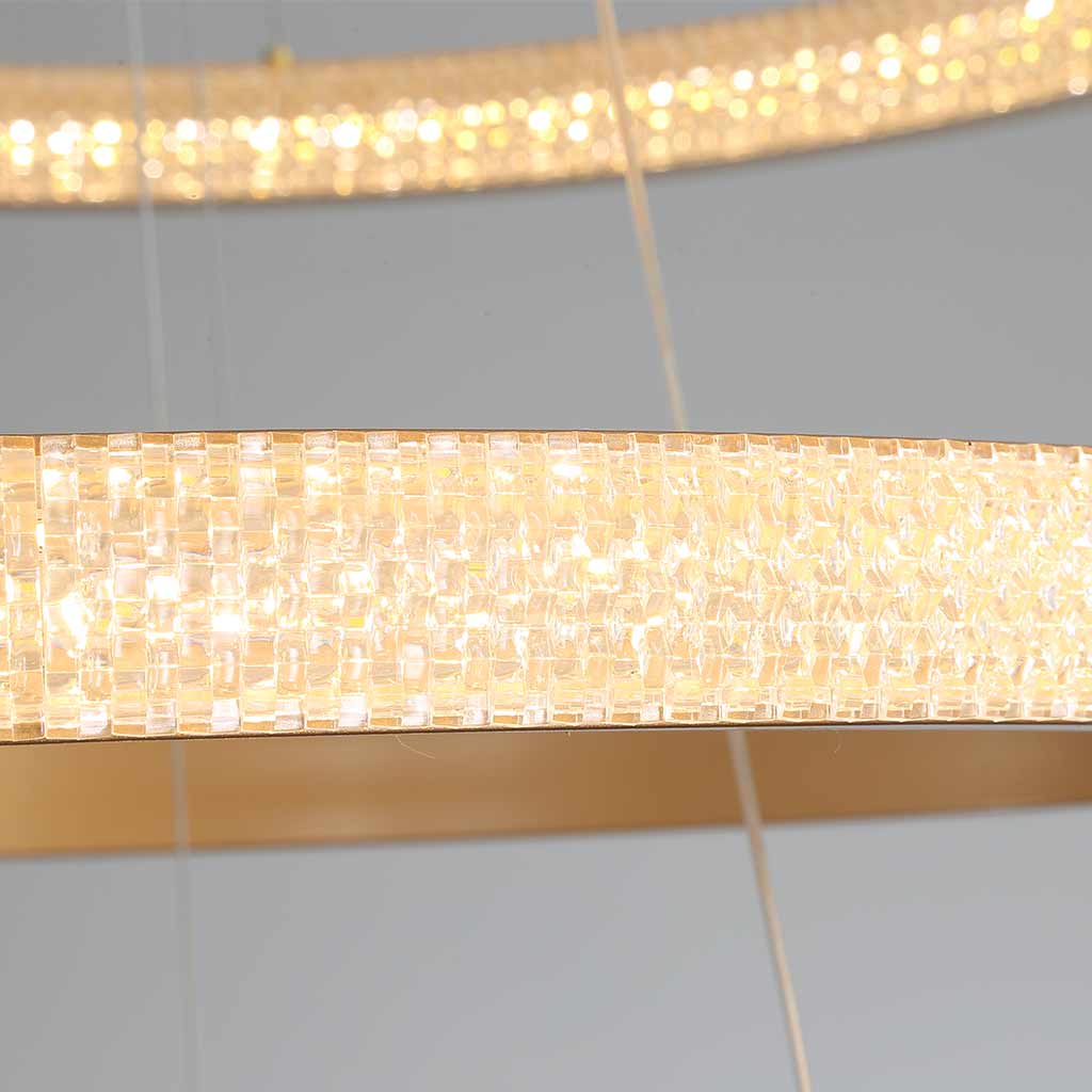 Chandelier Aluminum LED 39.4 in Adjustable Gold Modern Living Room Dining Room Ceiling Light | Thomler