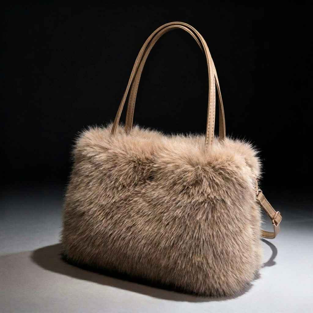 Fluffy Faux Fur Tote with Shoulder Straps – Lightweight Cloud-Like Handbag for Daily Carry & Dressy Events | Thomler