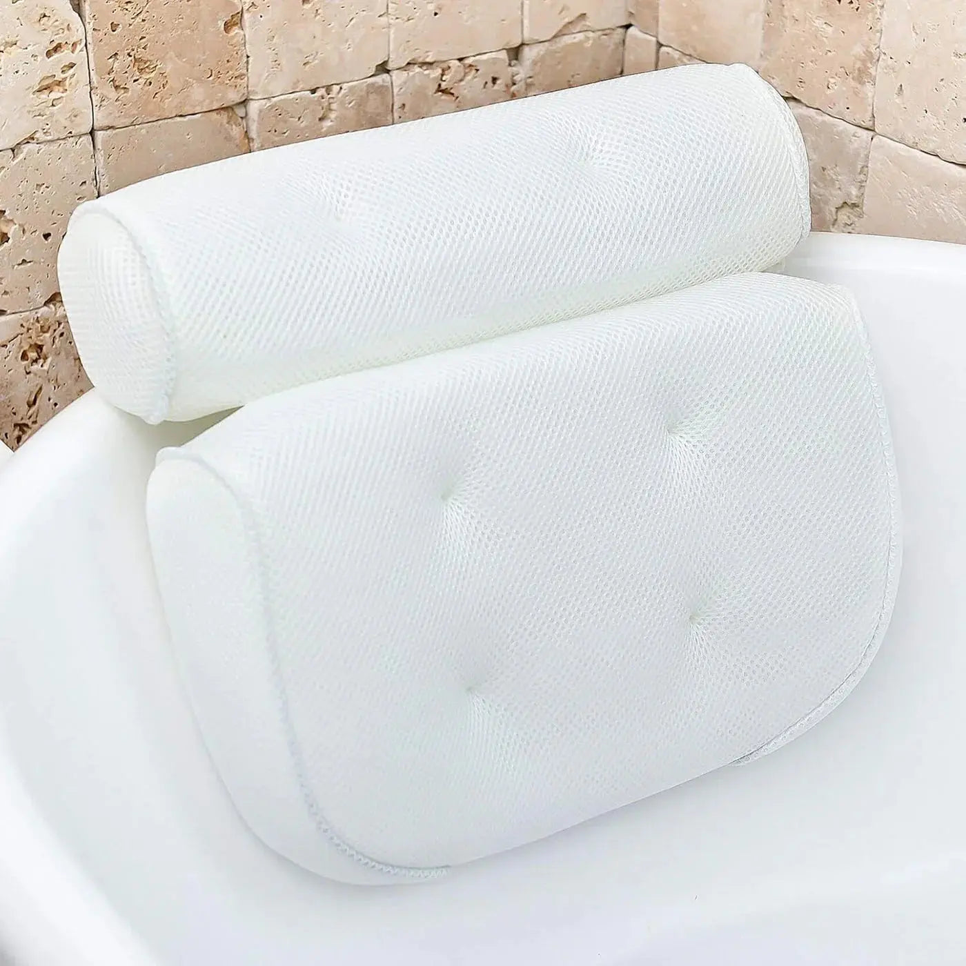 Cushioned Bath Pillow with Suction Cups for Bathtubs, Hot Tubs & Spas – Waterproof Padded Headrest for Neck & Back Support | Thomler
