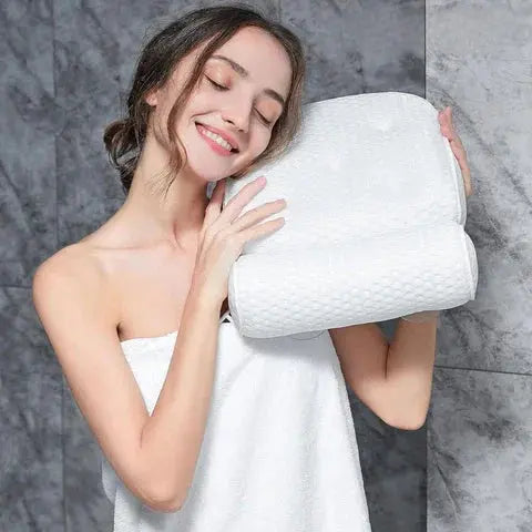 Cushioned Bath Pillow with Suction Cups for Bathtubs, Hot Tubs & Spas – Waterproof Padded Headrest for Neck & Back Support | Thomler