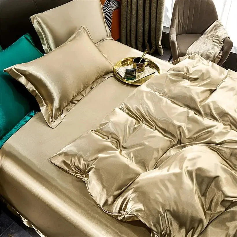 100% Mulberry Silk Sheet Set – Full Bed Ensemble with Duvet Cover, Fitted Sheet & Pillowcases for Cool, Luxurious Sleep | Thomler