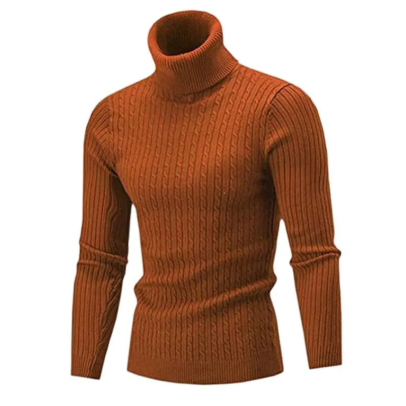 Men's Fitted High-Neck Textured Pullover Sweater – Winter-Weight Knit for Cold Weather | Thomler