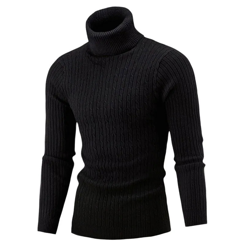Men's Fitted High-Neck Textured Pullover Sweater – Winter-Weight Knit for Cold Weather | Thomler