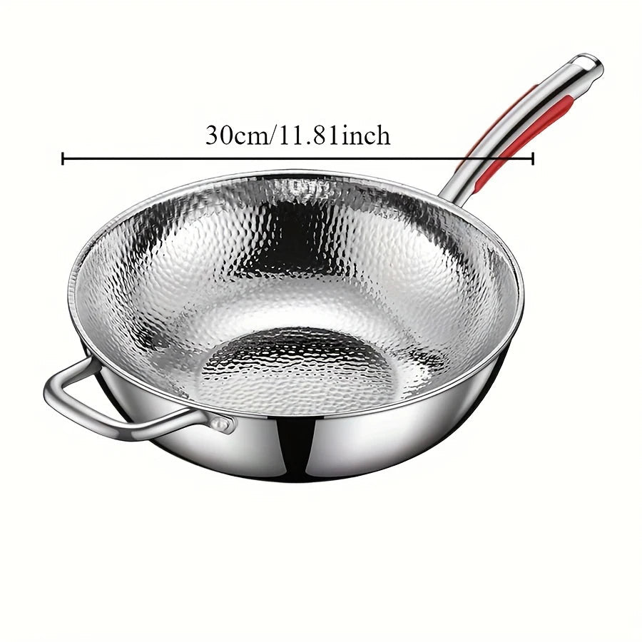 Wok Titanium 11.8 in Round Bottom Lightweight Kitchen Stir-Fry Pan Non-Stick Durable Cooking | Thomler