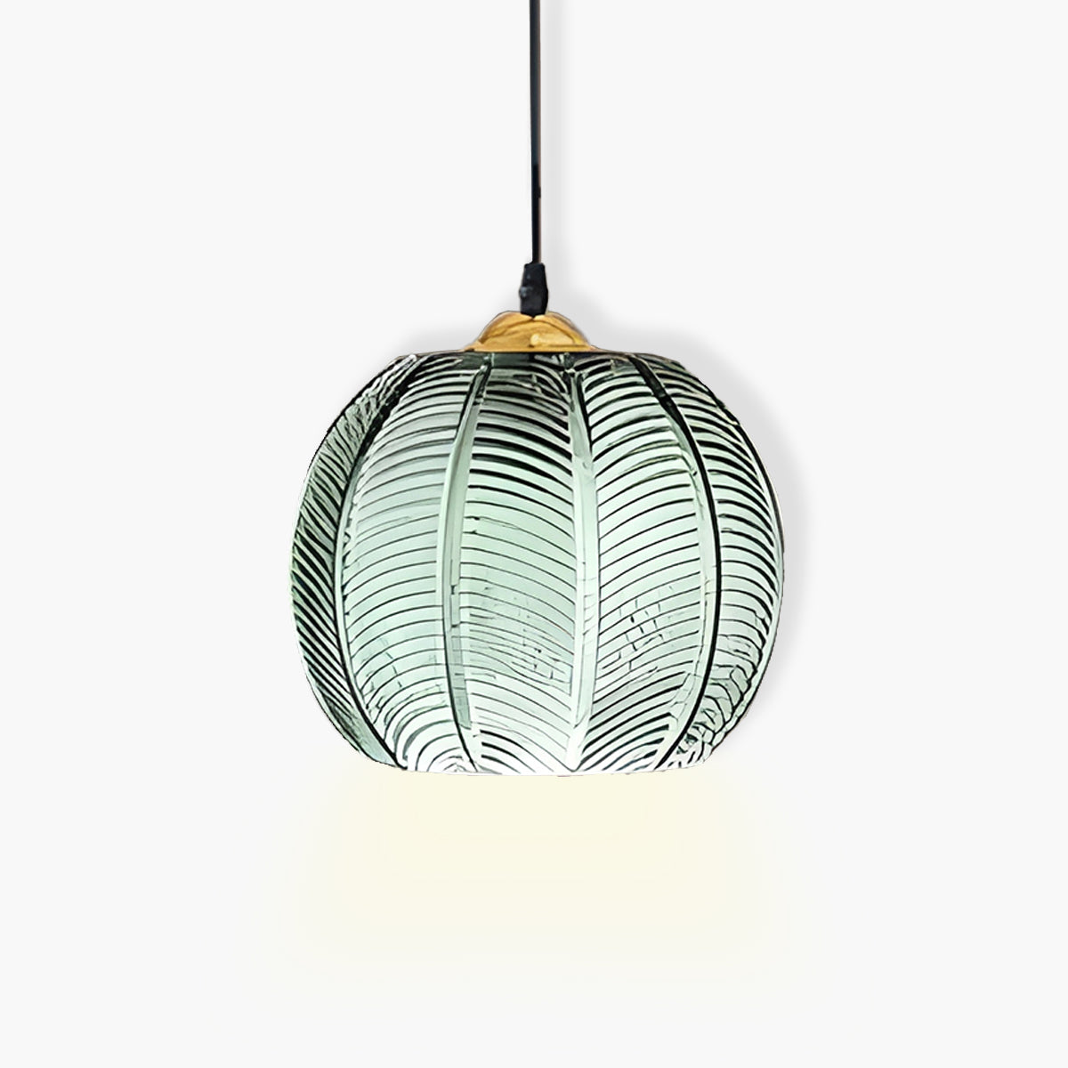 Pendant Light Glass 25.0 cm Green Dining Room Kitchen Island Hanging Ceiling Lamp Ribbed Globe E27 Retro Lighting | Thomler