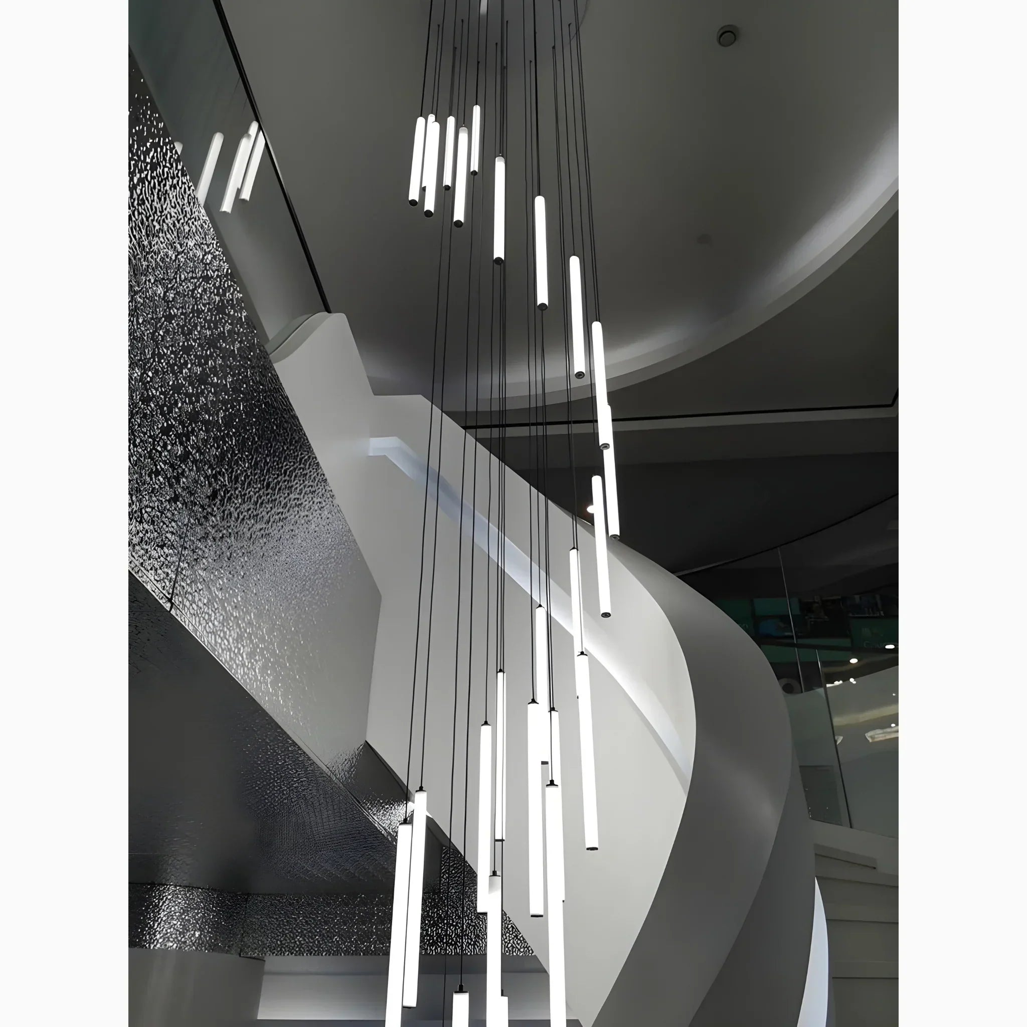 Pendant Light Iron Acrylic 300.0 cm Adjustable Spiral Staircase High Ceiling LED Hanging Lamp Entryway Foyer Lighting | Thomler