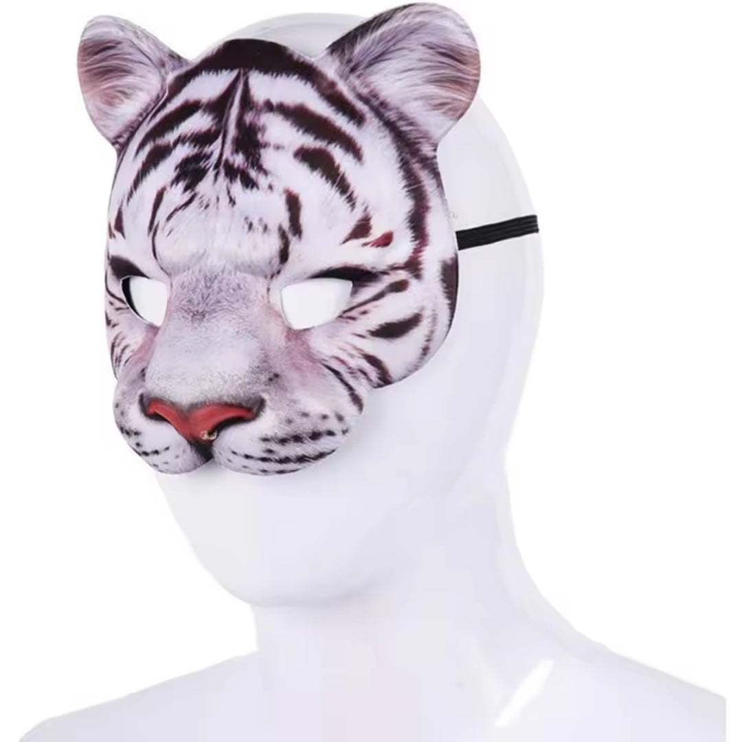 Lifelike 3D Animal Half-Face Mask for Halloween, Cosplay & Costume Parties | Lightweight Foam, Multiple Styles – Tiger, Fox, Wolf, Rabbit | Thomler
