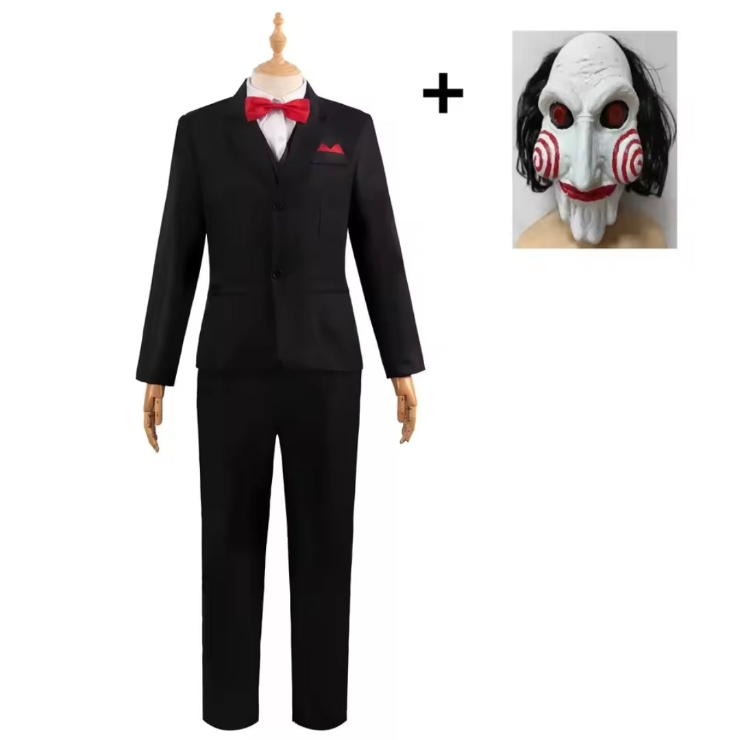 Saw-Inspired Billy Puppet Horror Costume Set with Mask for Adults | Thomler