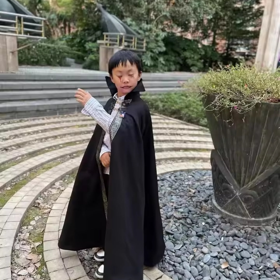 Gothic Dracula Cloak with Metal Chain Accent for Kids Halloween Costume | Thomler