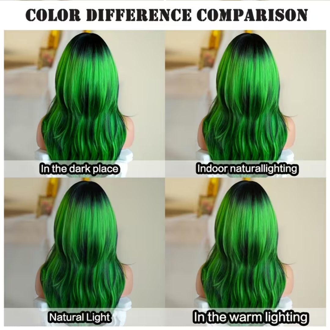 Long Wavy Green Costume Wig with Bangs for Women – Fantasy, Witch & Cosplay Hair | Thomler
