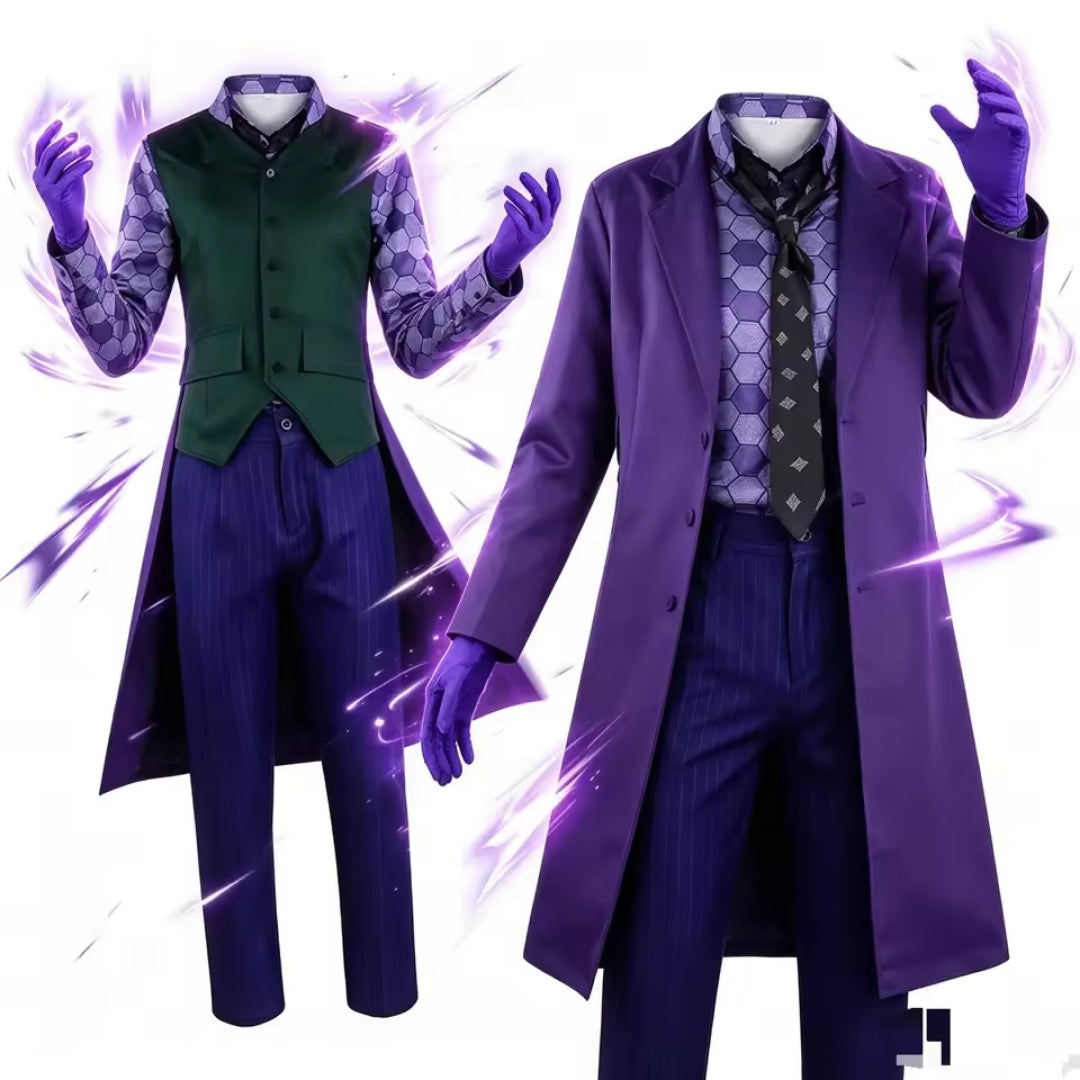 Adult Halloween Clown Villain Cosplay Costume Full Purple Suit with Jacket Vest Shirt & Tie for Men Women Costume Party Dress-Up Comic | Thomler