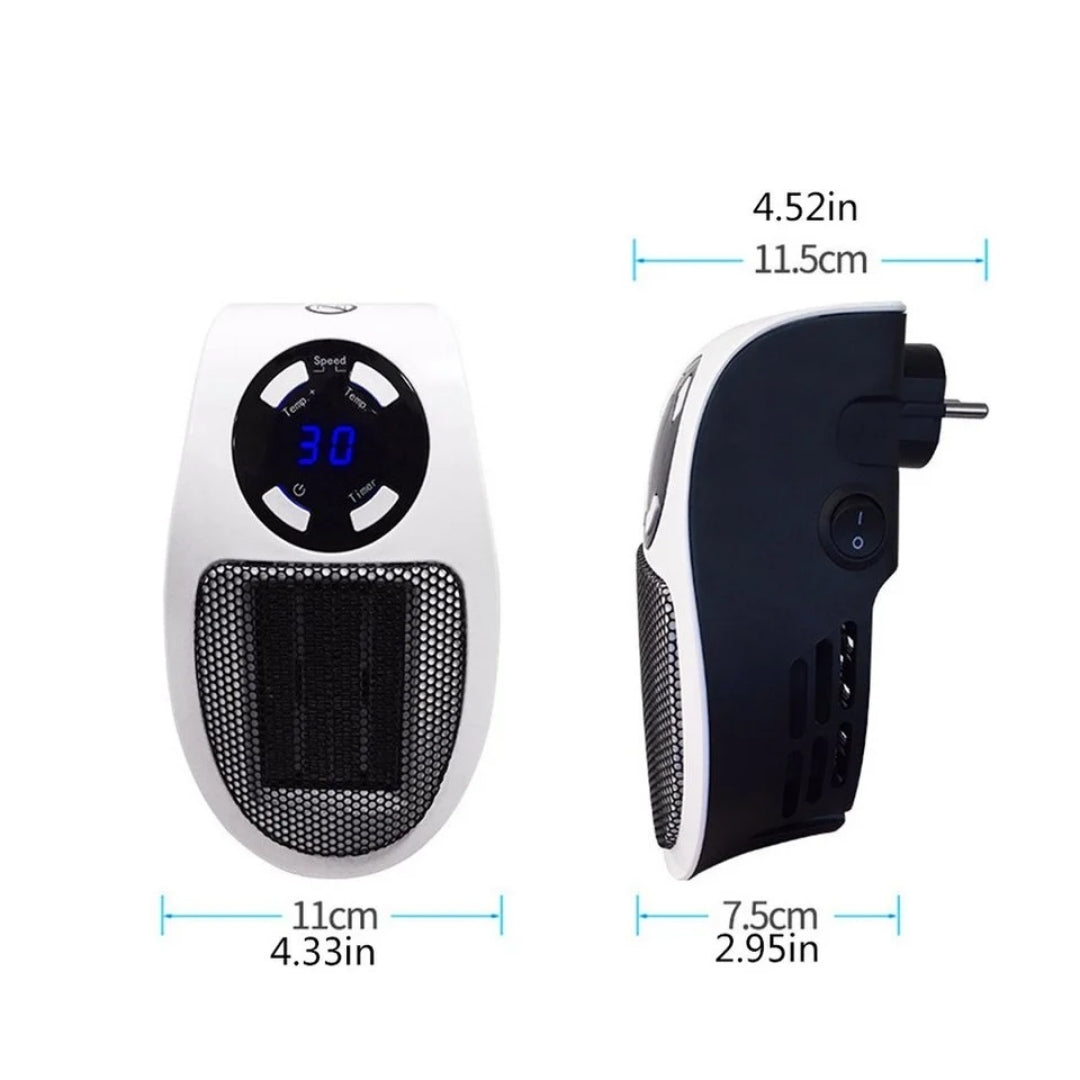 Compact Wall Outlet Space Heater with Remote Control & Timer – 500W Mini Plugin Warmer for Bedroom Office Kitchen | Thomler