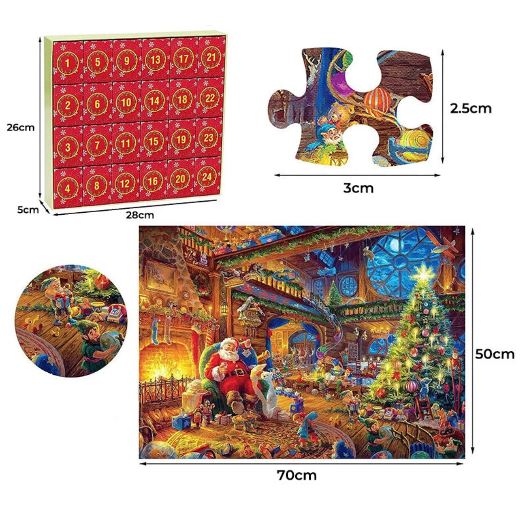 Christmas Workshop Jigsaw Puzzle Advent Calendar – 1008 Pieces, 24-Day Build for Holiday Countdown | Thomler