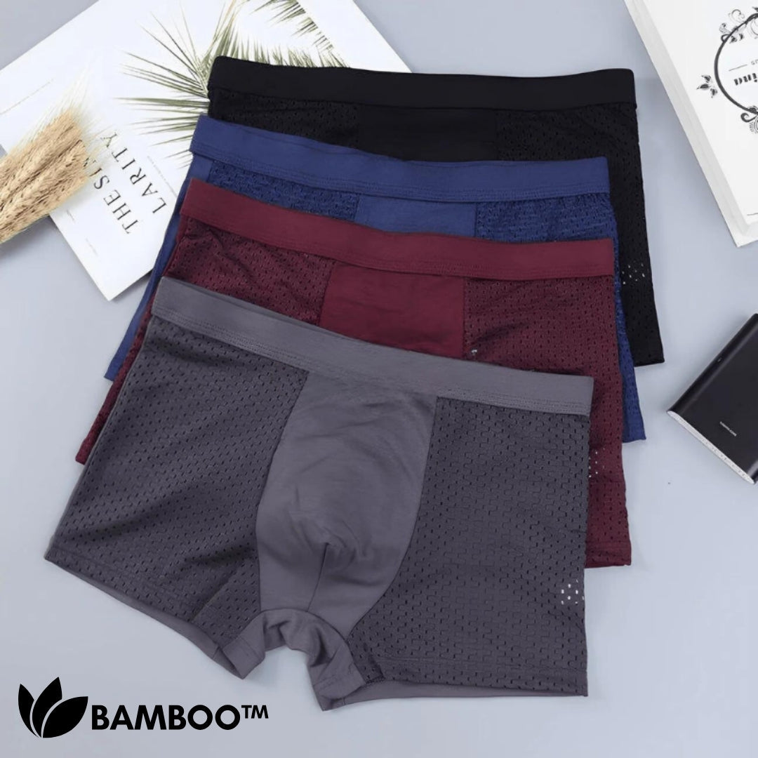 Men's Bamboo Fiber Boxer Briefs – Breathable Moisture-Wicking Trunks with Mesh Pouch for All-Day Comfort, Athletic Support & Temperature | Thomler