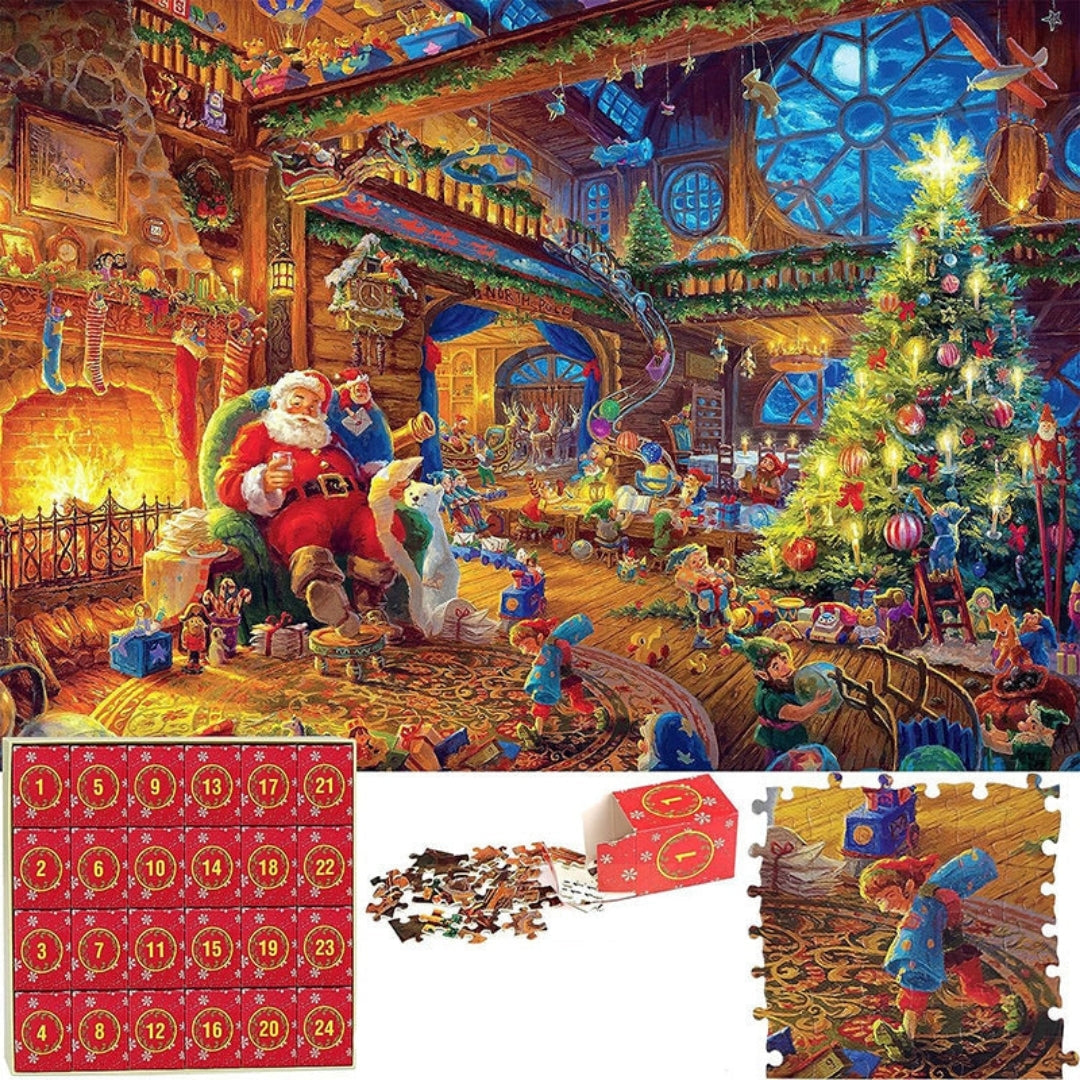 Christmas Workshop Jigsaw Puzzle Advent Calendar – 1008 Pieces, 24-Day Build for Holiday Countdown | Thomler