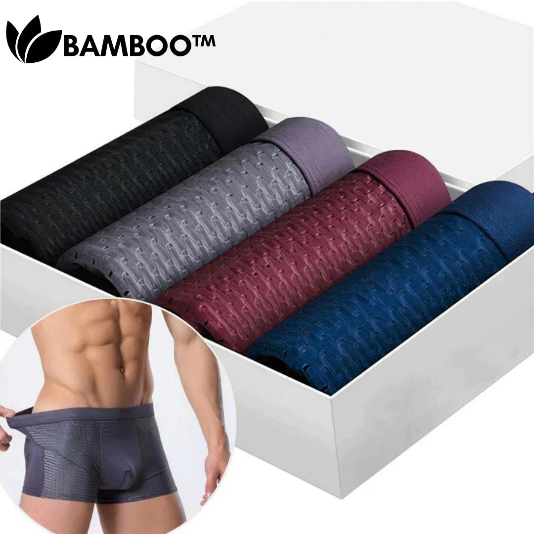 Men's Bamboo Fiber Boxer Briefs – Breathable Moisture-Wicking Trunks with Mesh Pouch for All-Day Comfort, Athletic Support & Temperature | Thomler