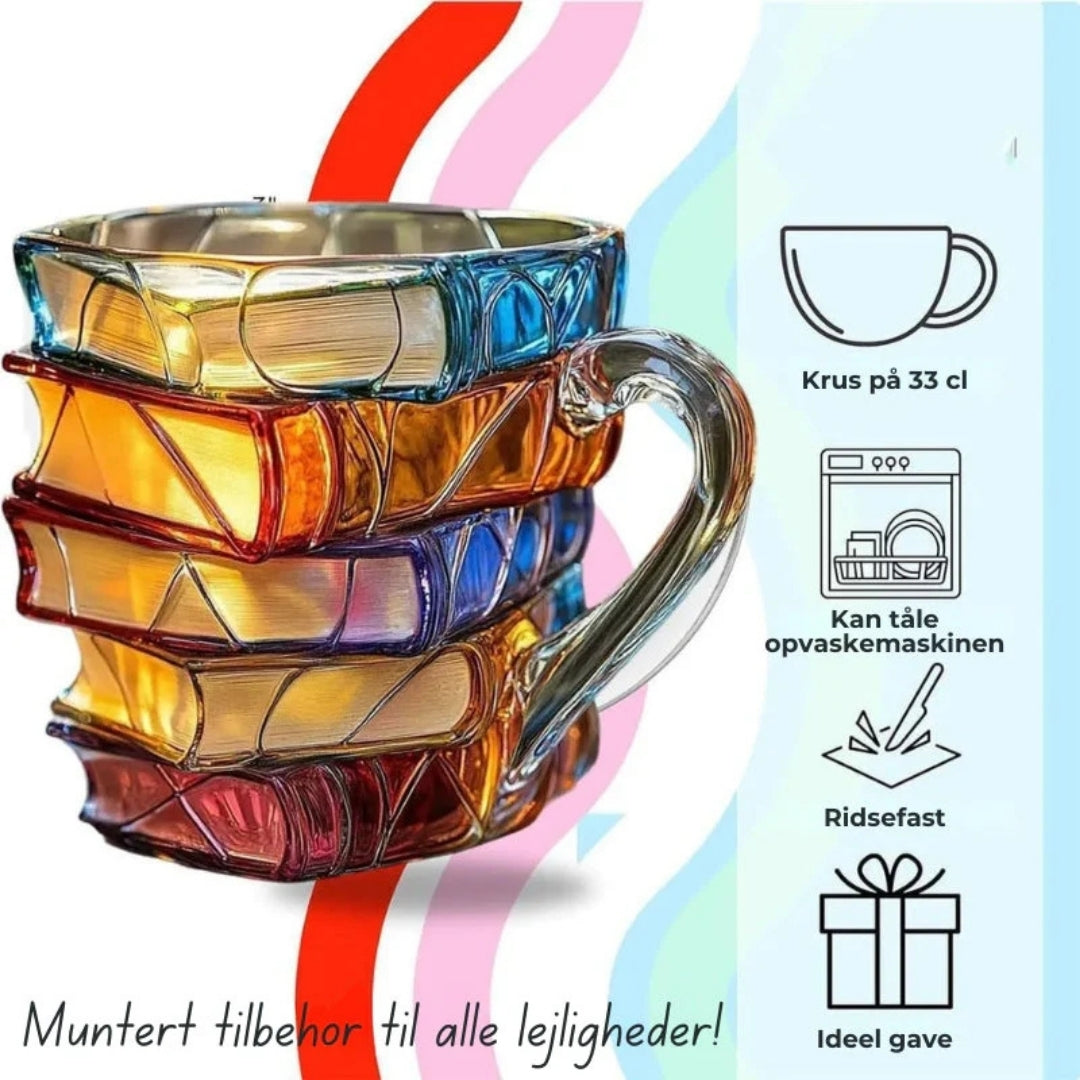 Ceramic Stacked Book Coffee Mug with 3D Hand-Painted Design | Literary Gift for Book Lovers & Writers | Decorative Tea Cup for Home & Office | Thomler