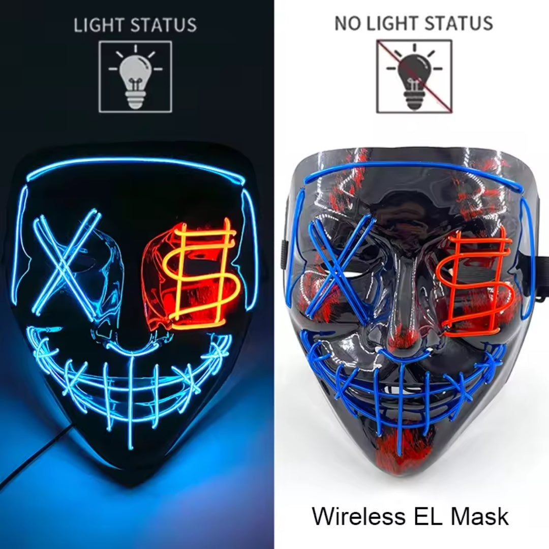 Light-Up Horror Face Mask – Neon Glow LED Costume Accessory with Multiple Flash Modes | Thomler