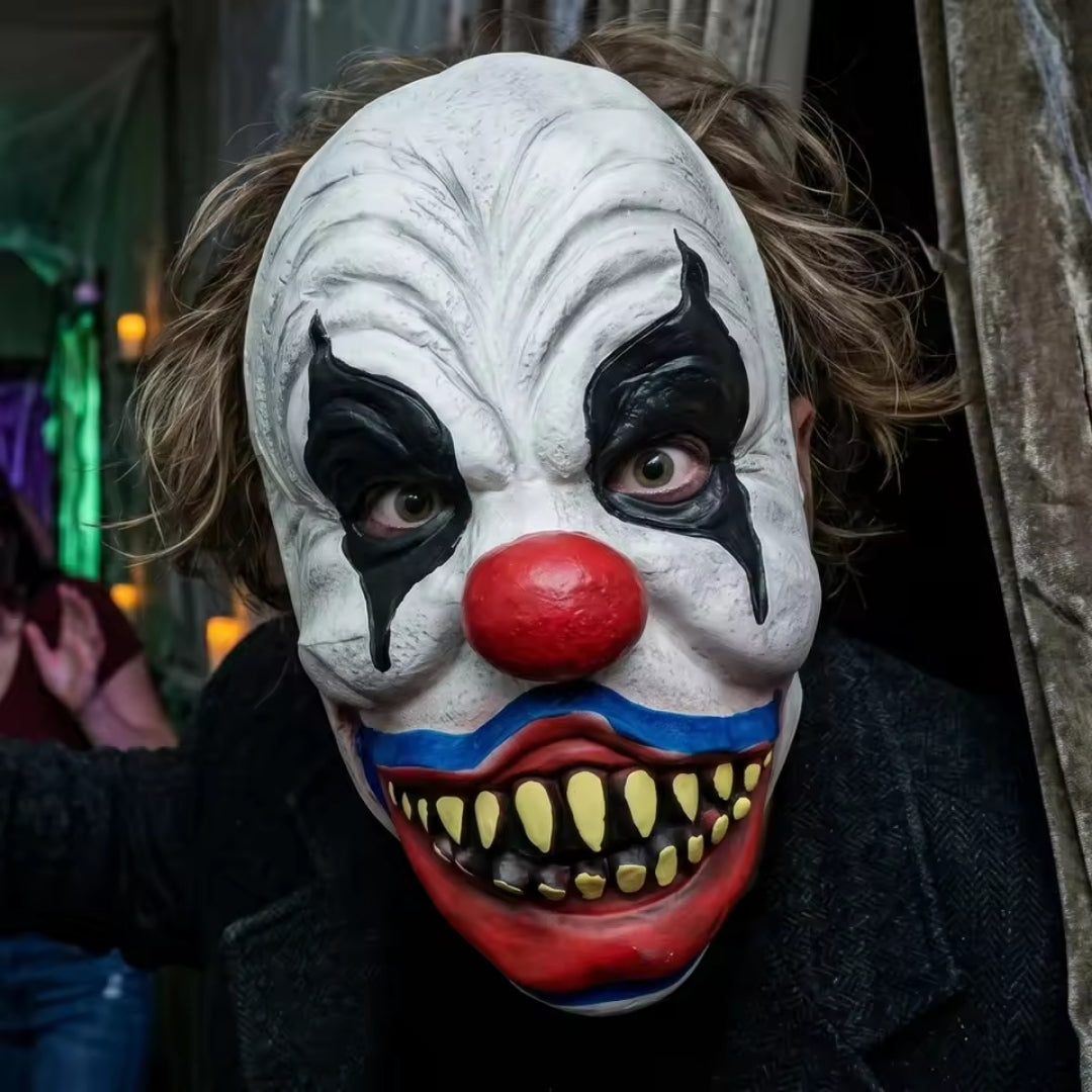 Sinister Clown Mask with Sharp Teeth & Red Nose for Halloween Costume Parties | Thomler