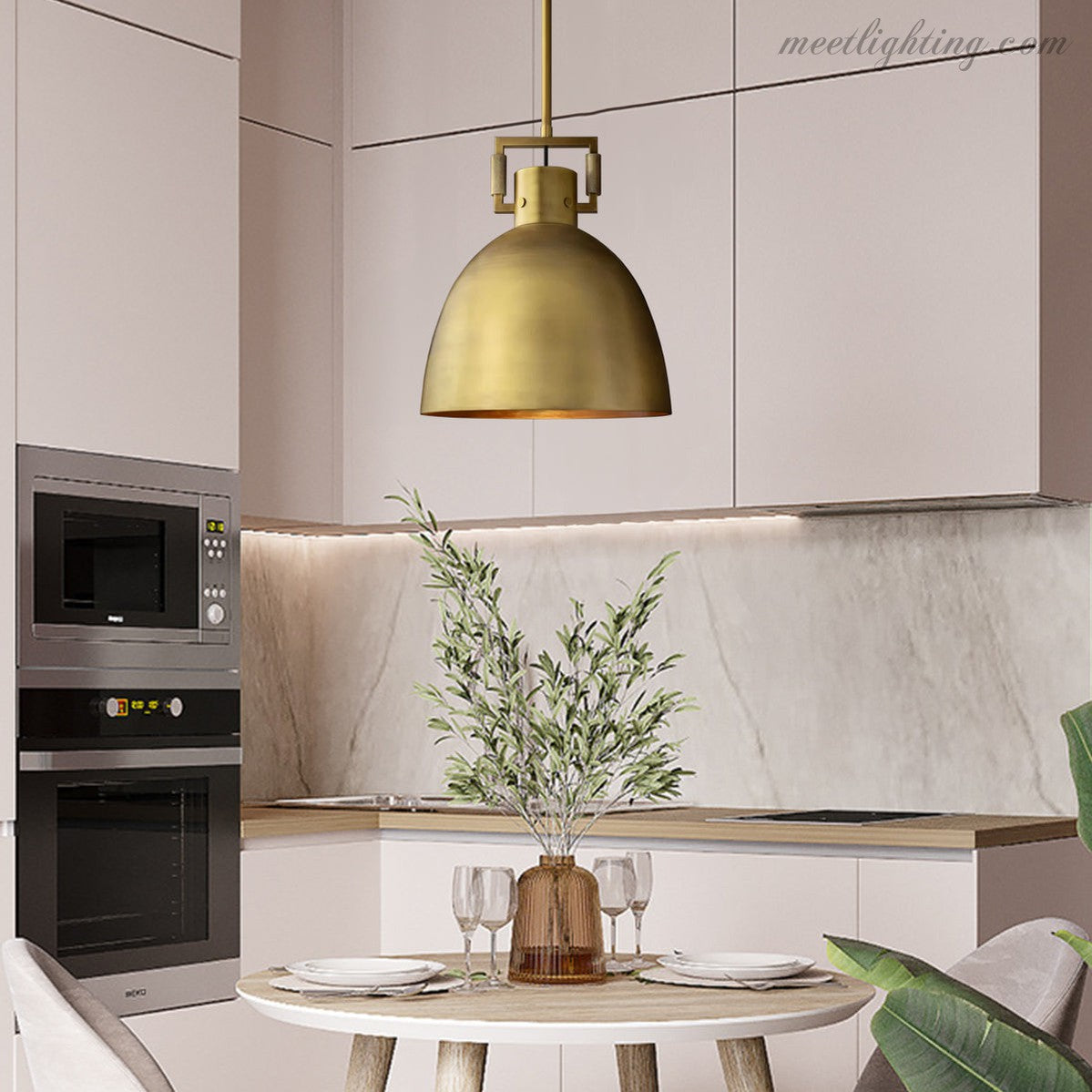 Industrial Dome Pendant Light with Adjustable Rod System for Kitchen Island and Dining Room | Thomler