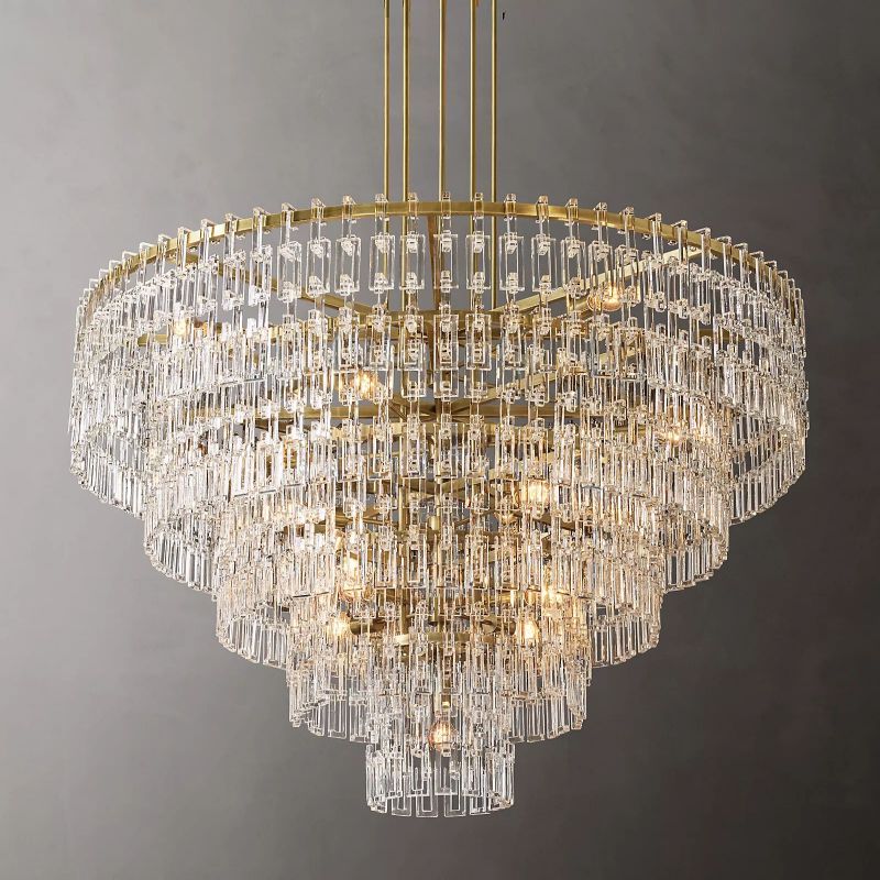 Multi-Tiered Crystal Ring Chandelier with Glass Chain Links for Dining Rooms and Living Rooms 36 48 60 Inch | Thomler