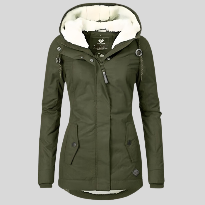 Women's Long Hooded Puffer Coat with Faux Fur Lining for Cold Weather | Thomler
