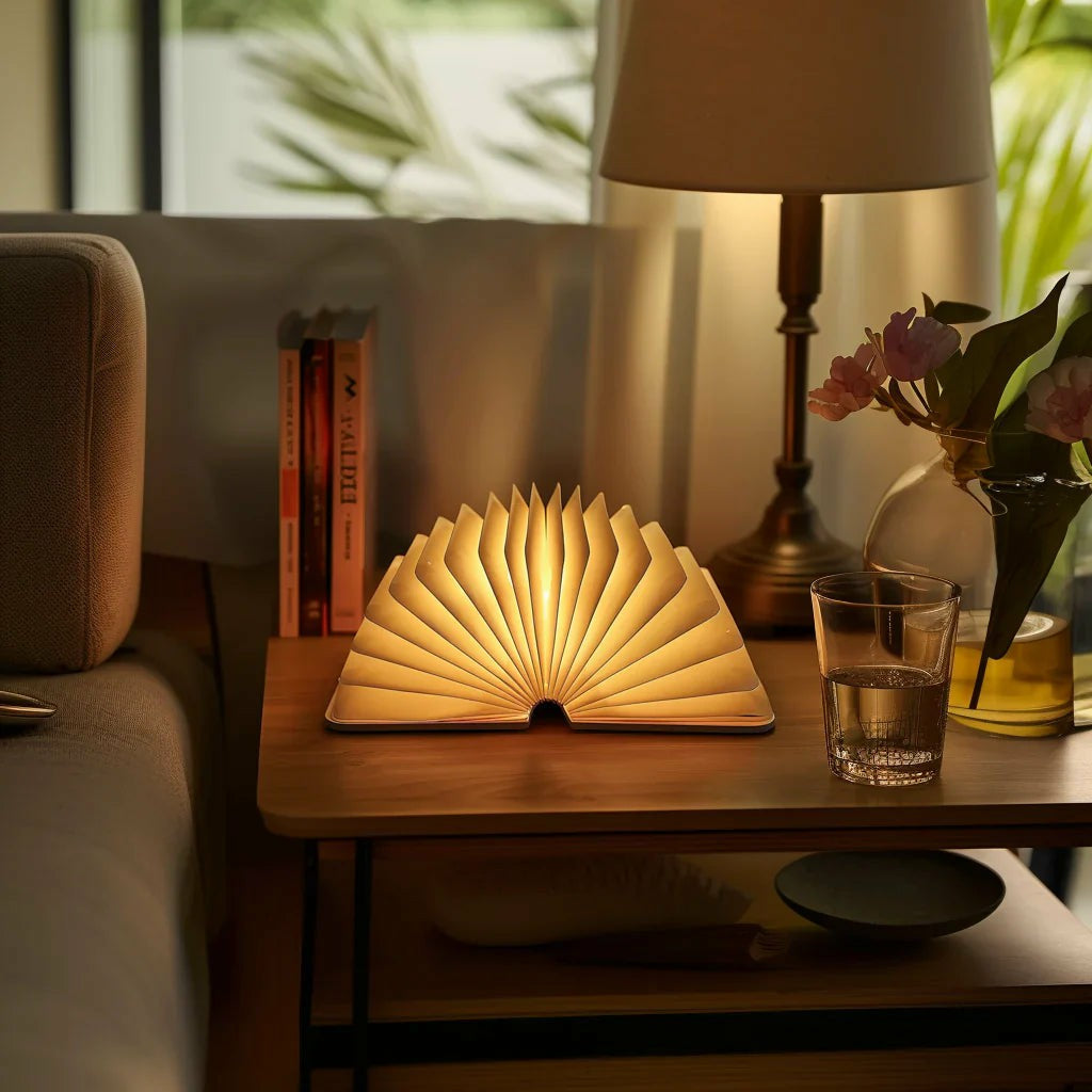 Table Lamp Wood 8.7 in USB Rechargeable Warm Light Reading Nightstand Decor | Thomler