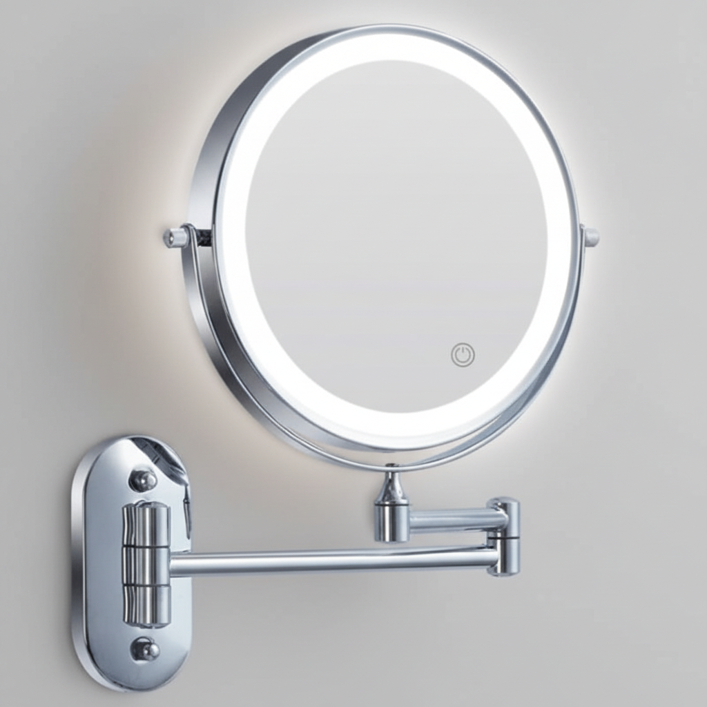 Lighted Makeup Mirror with Adjustable LED Ring Light and Magnification – Touch Control Vanity Mirror | Thomler