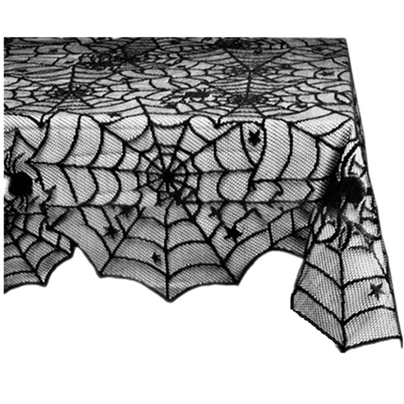 Black Web-Pattern Overlay Runner for Mantle & Table – October Décor Accent | Thomler