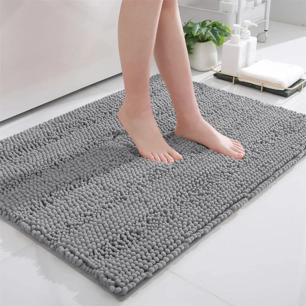 Plush Chenille Bathroom Mat with Fast-Dry Microfiber & Anti-Slip Base for Shower, Bedroom, Kitchen | Thomler