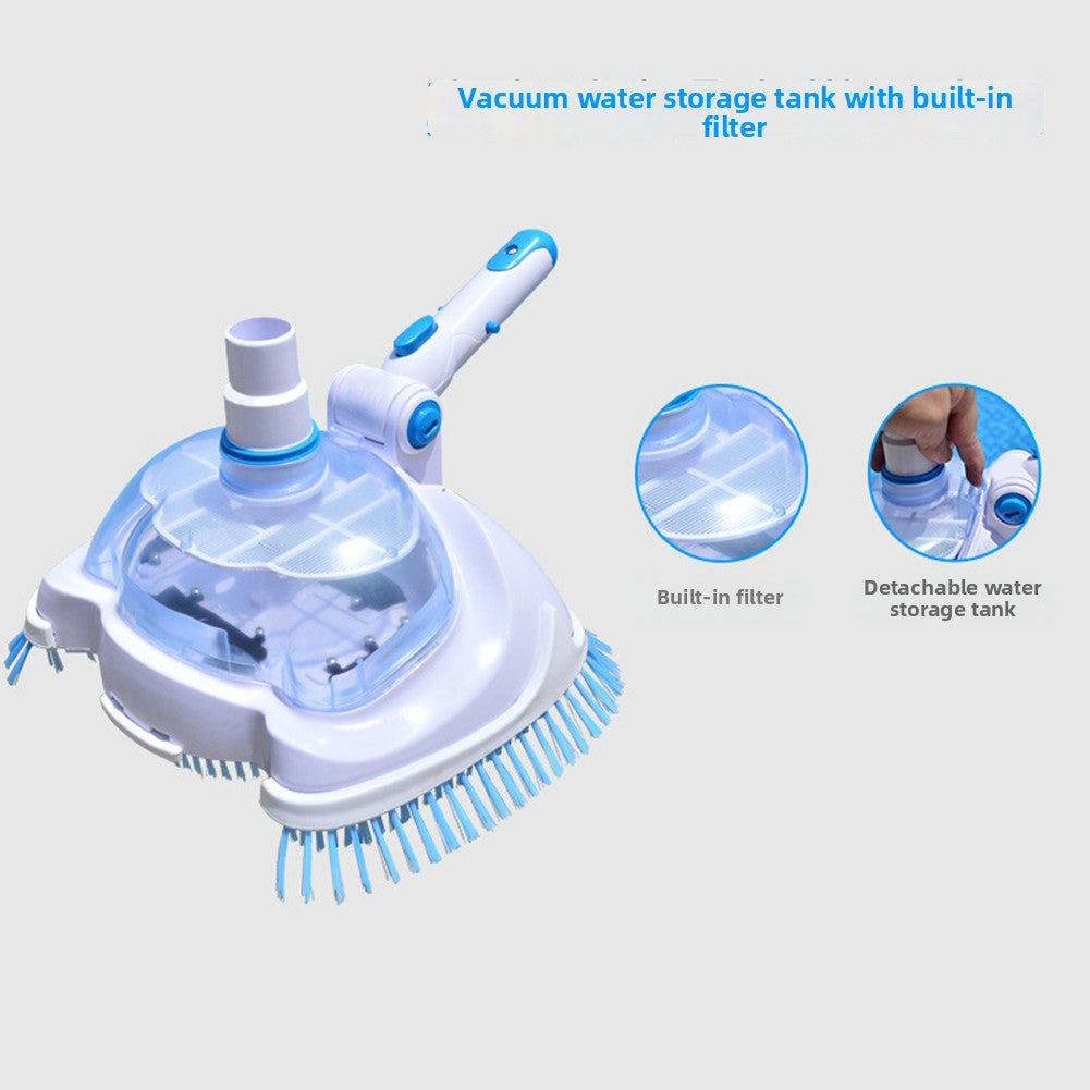 Weighted Pool Vacuum Head with Corner Bristles for Inground & Above-Ground Pools – Swivel Hose Fitting, ABS Frame, Quick-Clip Pole Mount | Thomler