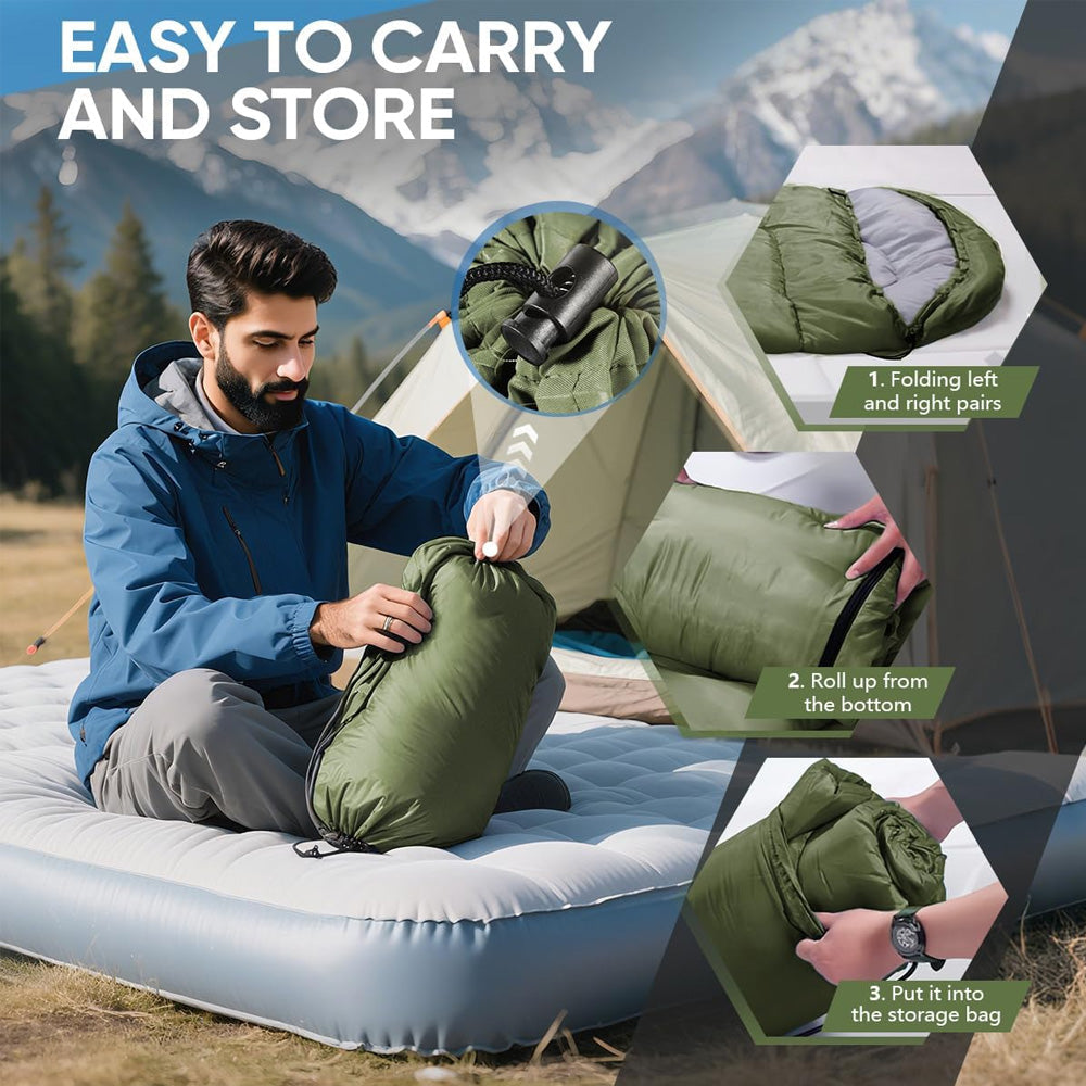 Insulated Envelope Sleep Sack for Cold Weather Camping – Adult Size with Carry Pouch | Thomler