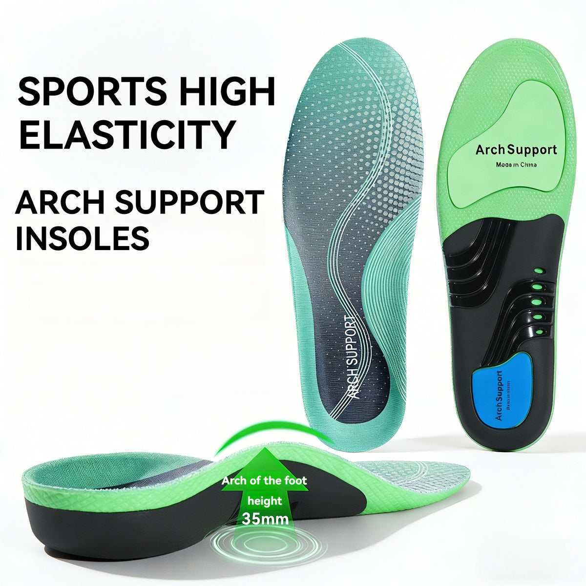 Cushioned Orthotic Inserts with Elevated Midfoot Support for Sneakers and Work Shoes | Thomler