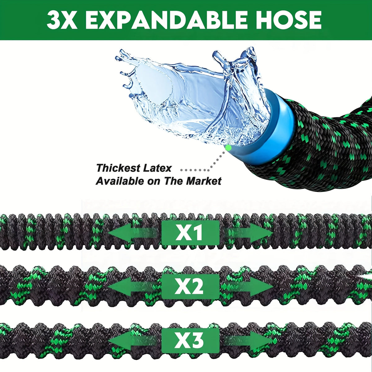 Expandable Garden Hose with Spray Nozzle for Lawn Watering & Car Wash | Lightweight Flexible Water Hose for Yard Irrigation & Outdoor | Thomler