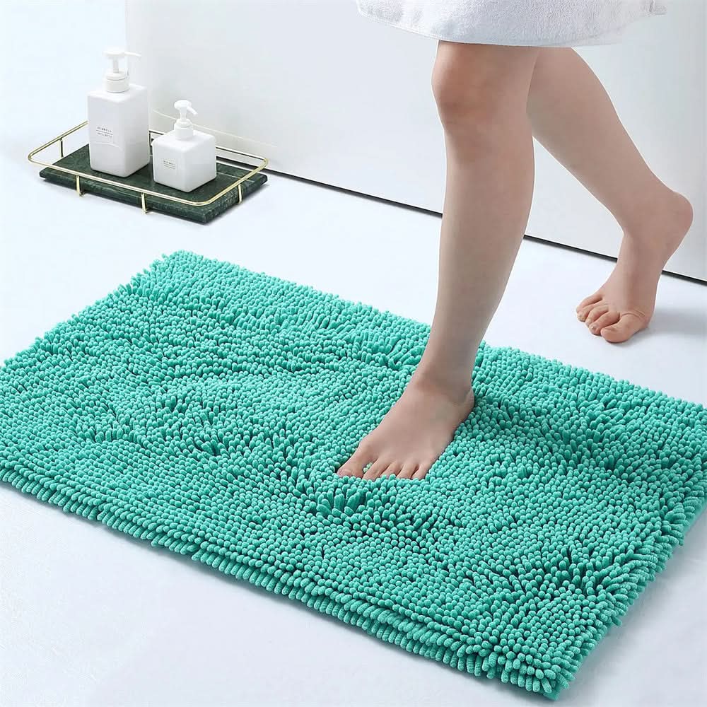 Plush Chenille Bathroom Mat with Fast-Dry Microfiber & Anti-Slip Base for Shower, Bedroom, Kitchen | Thomler