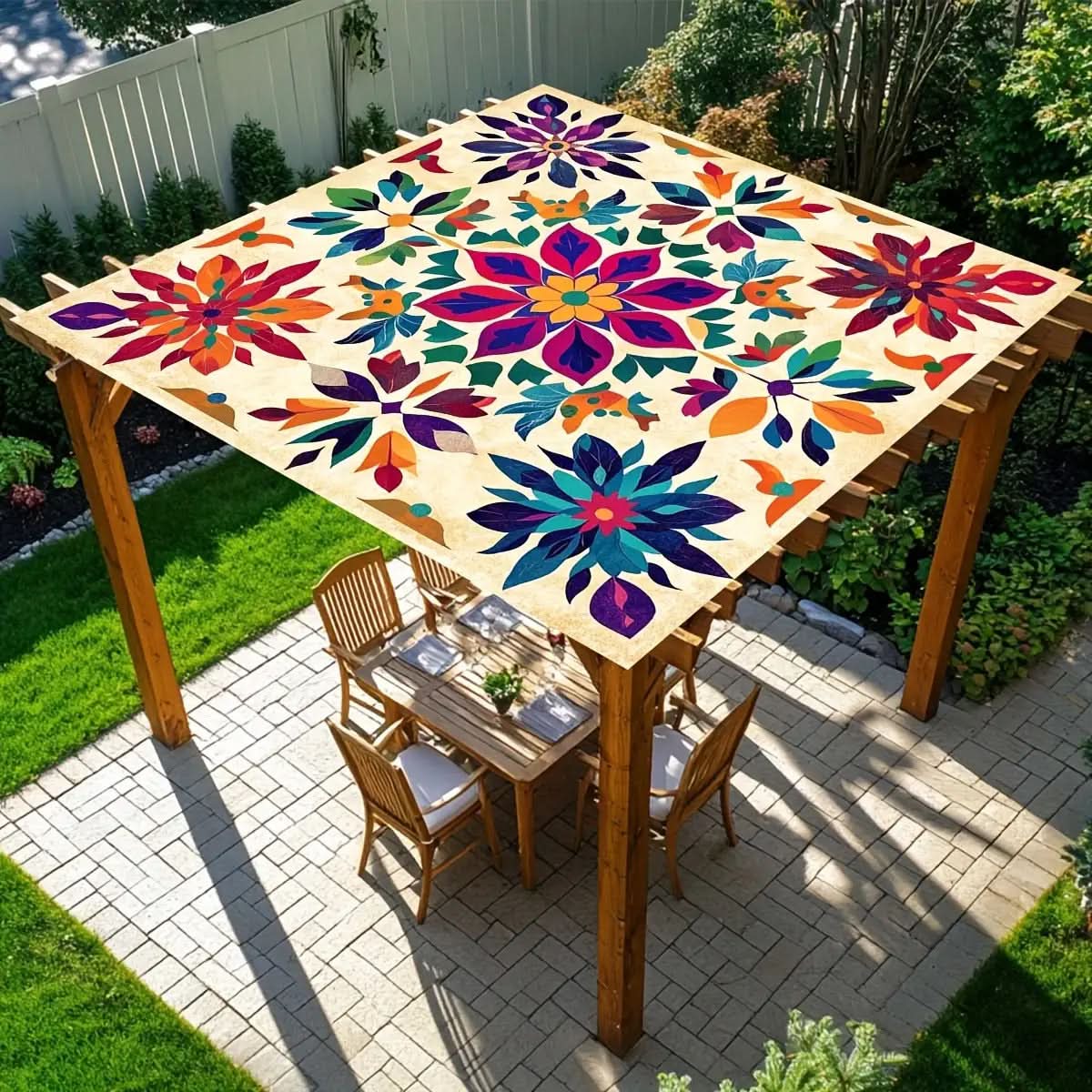 Bohemian Mandala Garden Shade – Portable Outdoor Sun Canopy for Patios, Pools & Beach – Fits 6 People – Hanging Sunshade with Gradient | Thomler