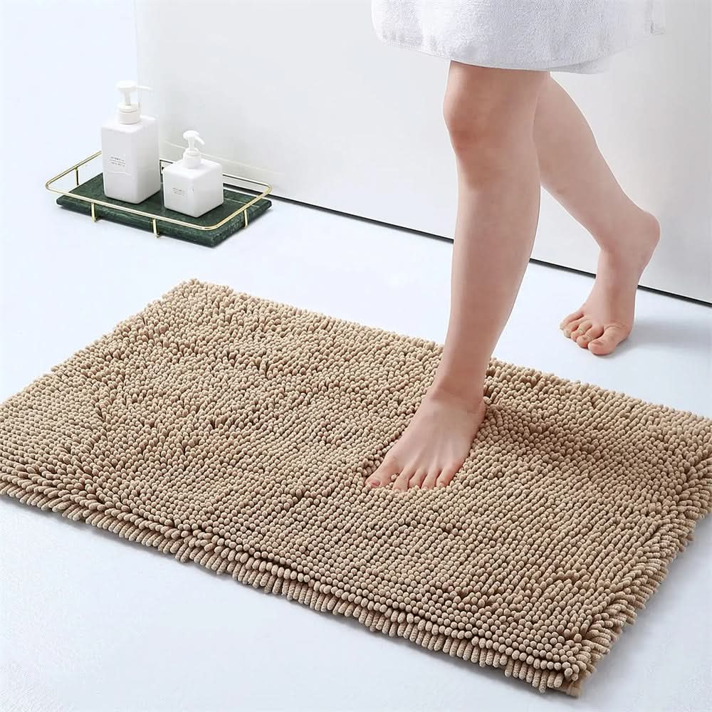 Plush Chenille Bathroom Mat with Fast-Dry Microfiber & Anti-Slip Base for Shower, Bedroom, Kitchen | Thomler
