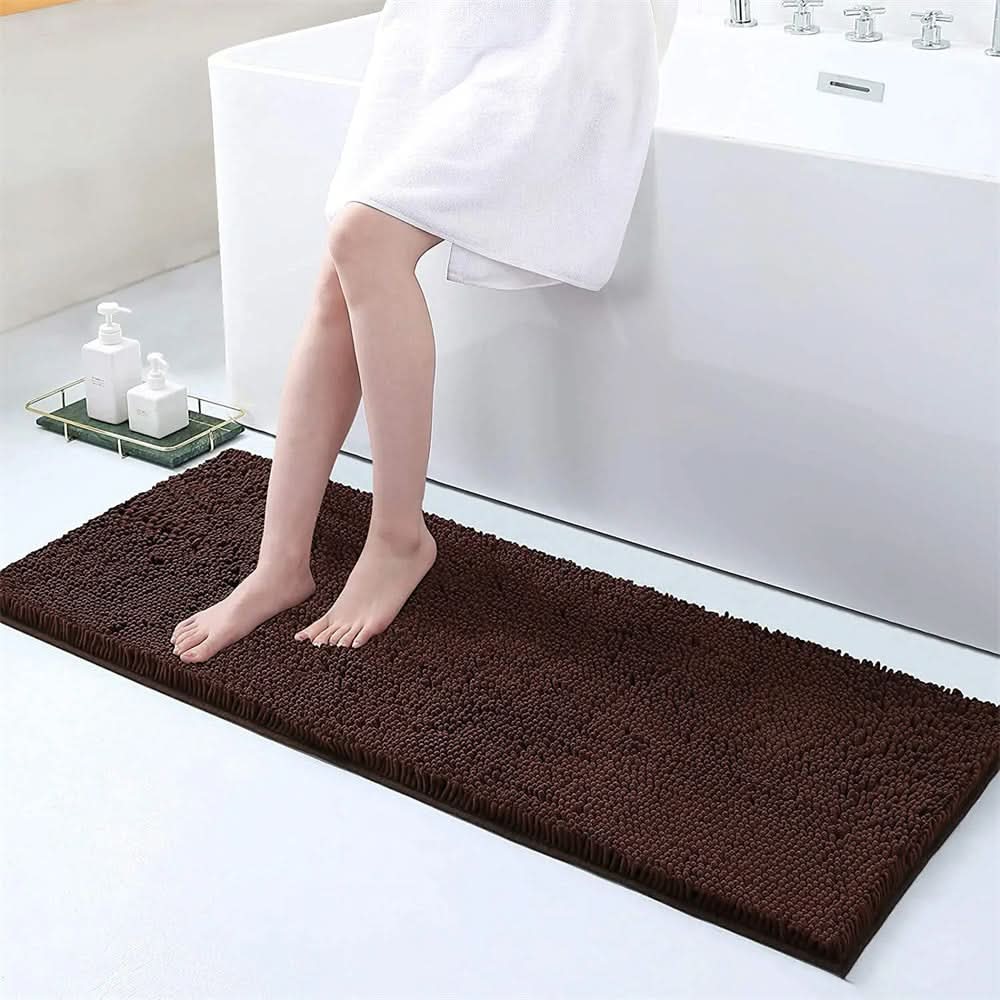 Plush Chenille Bathroom Mat with Fast-Dry Microfiber & Anti-Slip Base for Shower, Bedroom, Kitchen | Thomler