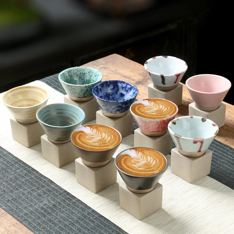 Japanese Ceramic Coffee Cup with Saucer Set – Handcrafted Artisan Glaze Design for Espresso, Tea & Hot Beverages – Heat-Retaining | Thomler