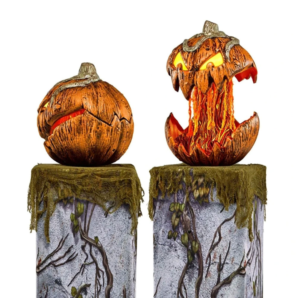 Voice-Triggered Glowing Jack-o'-Lantern Display Piece with Motion Response for Seasonal Home Haunts & Costume Events | Thomler
