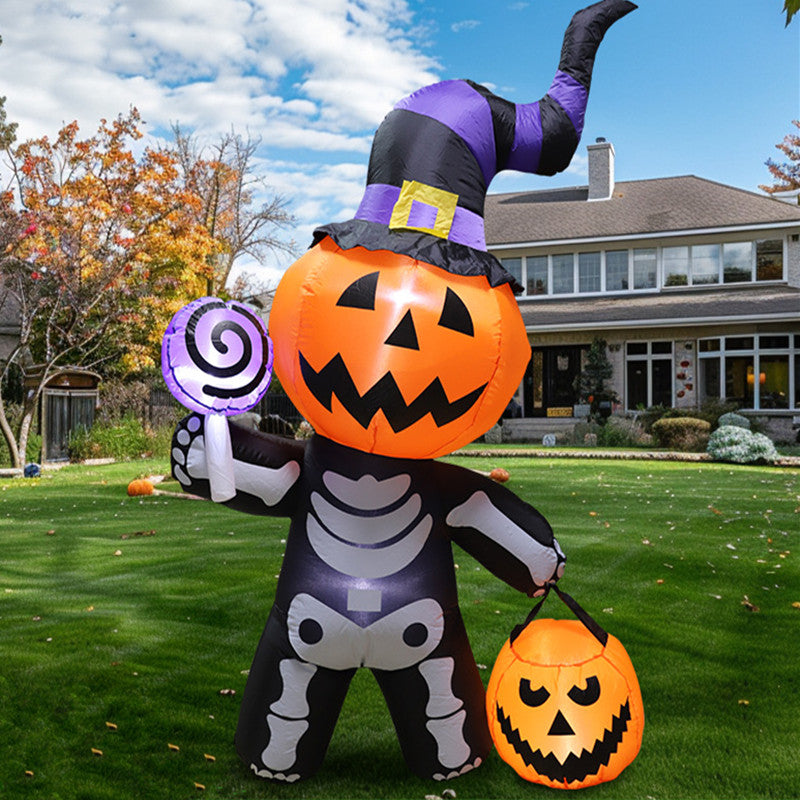 6-Foot Light-Up Jack-o'-Lantern Specter Yard Decoration – Self-Inflating Outdoor Halloween Display with Integrated Illumination | Thomler