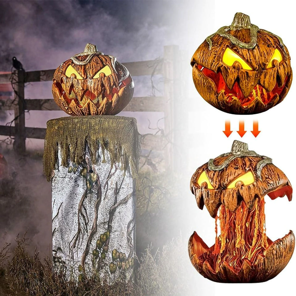 Voice-Triggered Glowing Jack-o'-Lantern Display Piece with Motion Response for Seasonal Home Haunts & Costume Events | Thomler