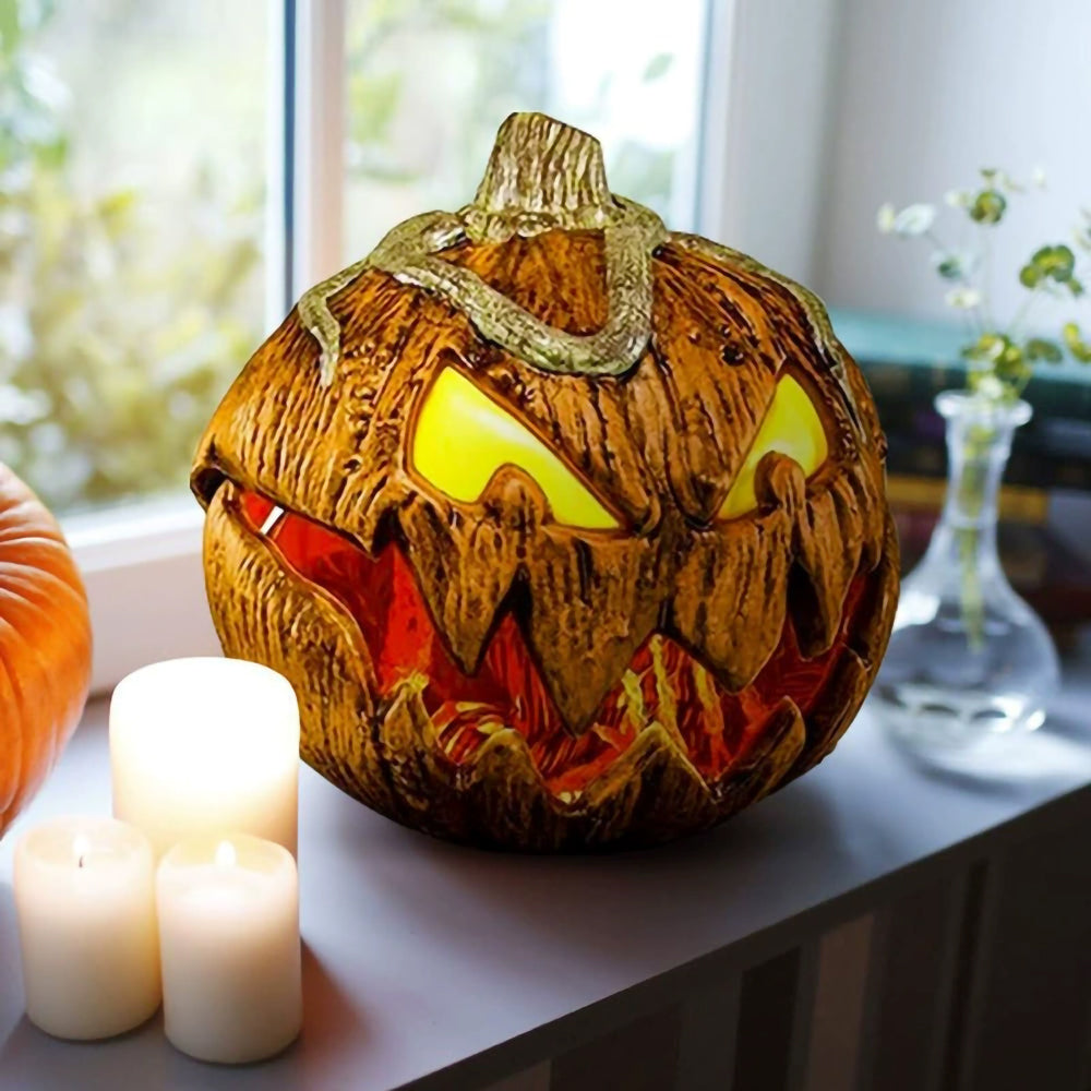 Voice-Triggered Glowing Jack-o'-Lantern Display Piece with Motion Response for Seasonal Home Haunts & Costume Events | Thomler