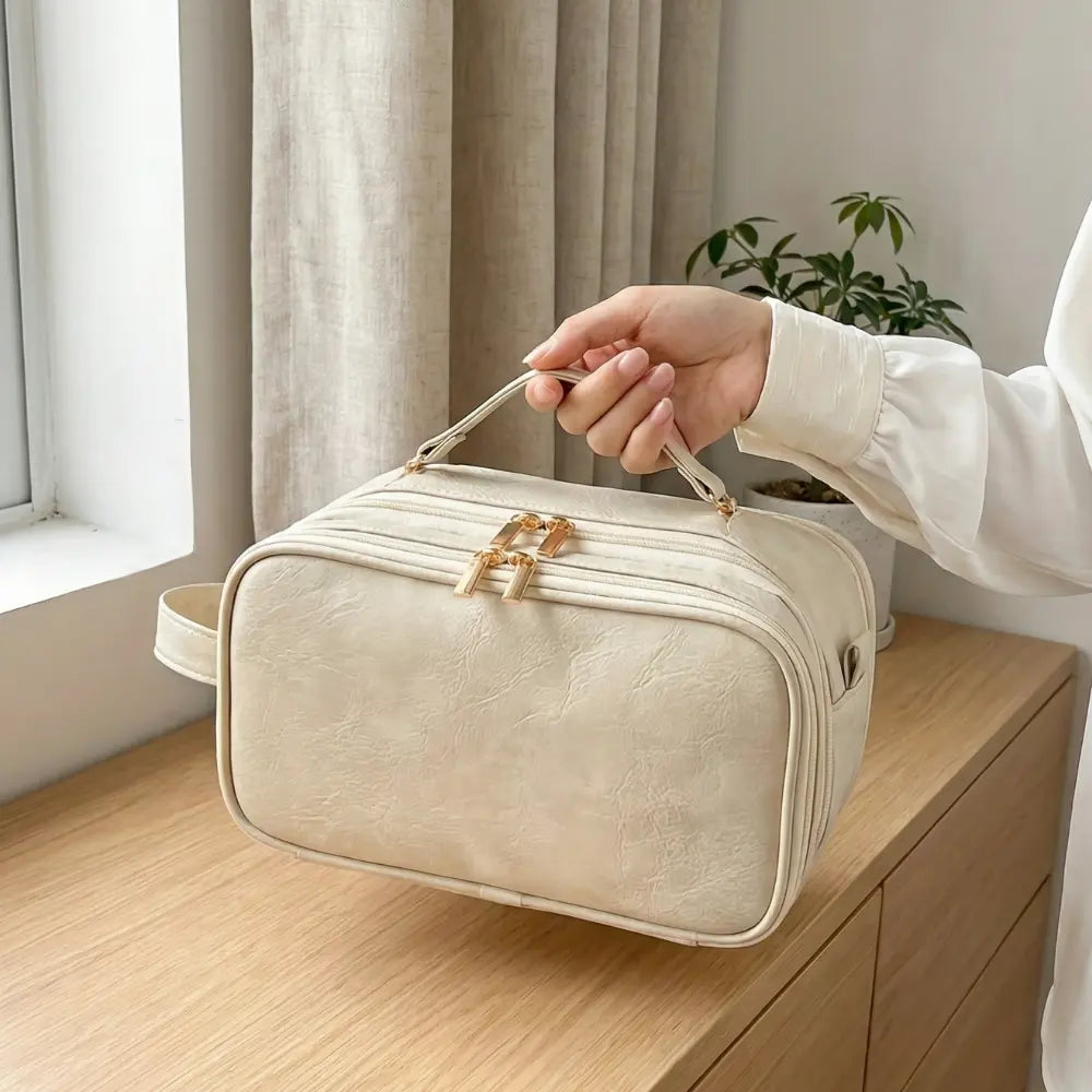 Flach aufklappbare Kosmetiktasche – Pinselschutz, 25+ Produkte